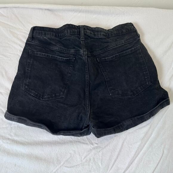 Old Navy Women Size 16 BLACK High Rise Denim Jean Shorts WOW Cuffed Stretch O.G. - Picture 5 of 5